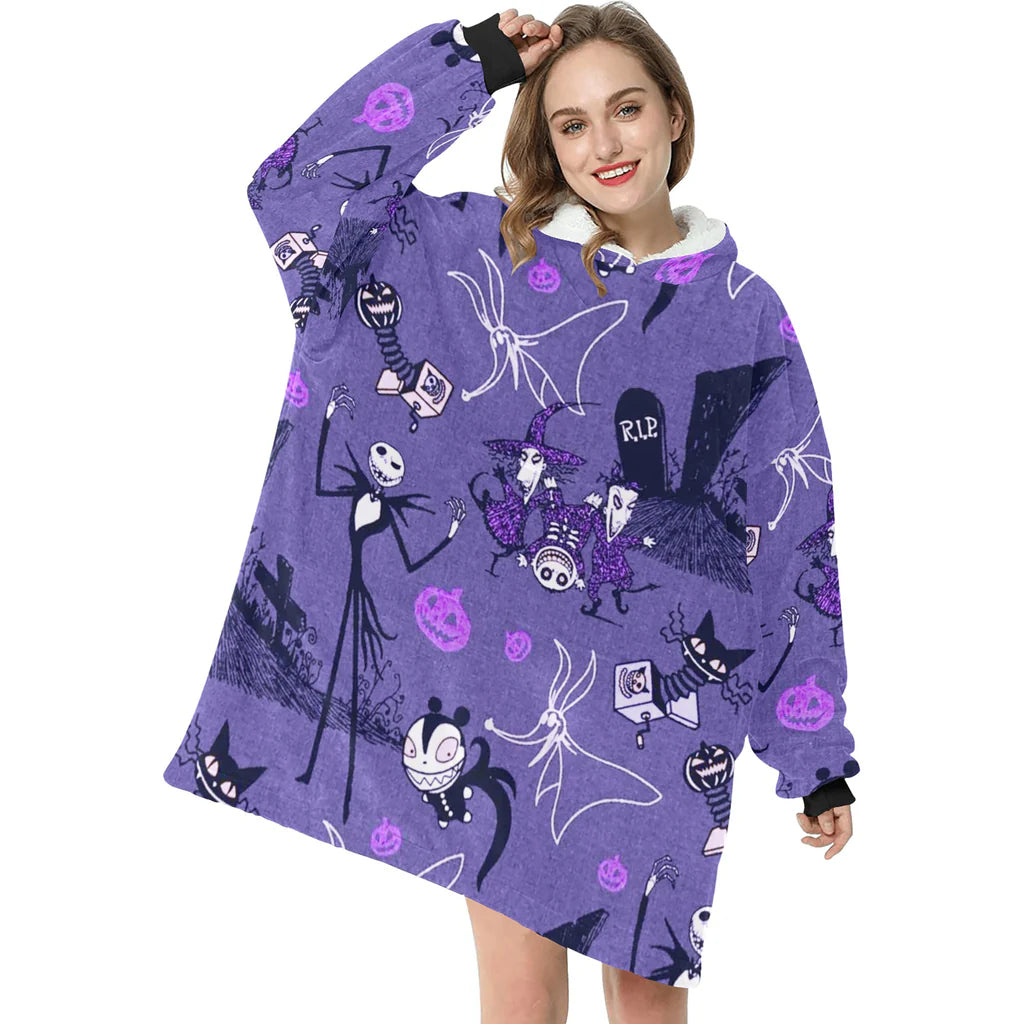 Light Purple Nightmare Before Christmas Print Blanket Pajamas,TS-L-883