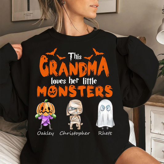 This Grandma Loves Her Little Monsters Custom Halloween T-Shirt,Crewneck,Hoodie,TS-L-853