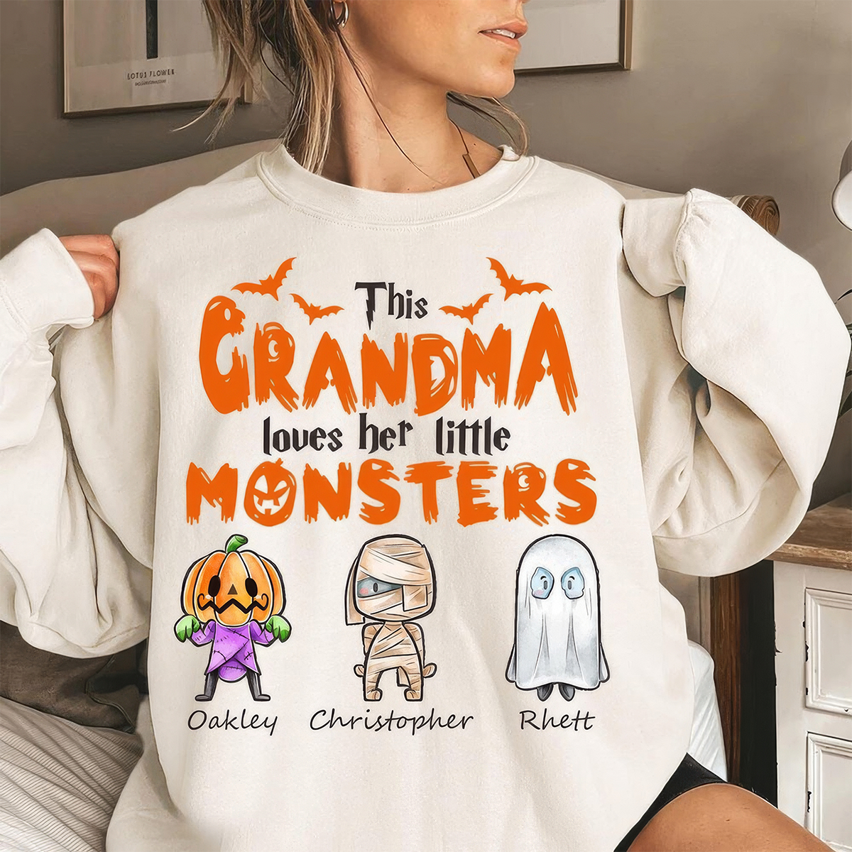 This Grandma Loves Her Little Monsters Custom Halloween T-Shirt,Crewneck,Hoodie,TS-L-853