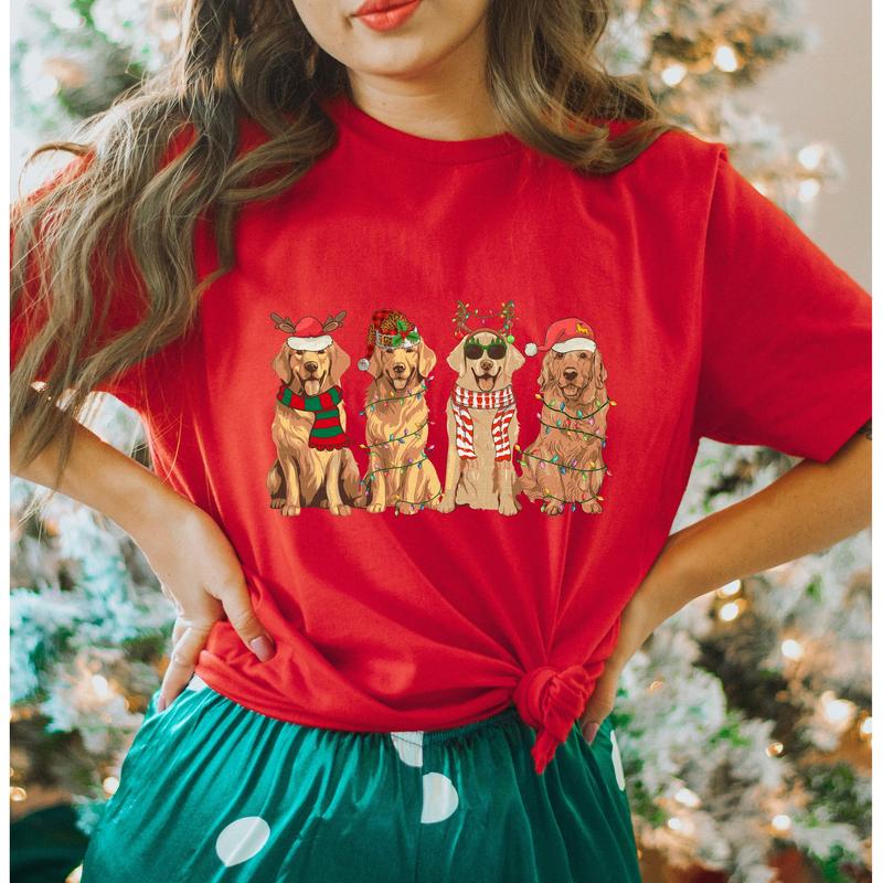 Golden Retriever Weihnachten Hund Golden Mom Geschenk für Hundeliebhaber Neujahr T-Shirt, Rundhalsausschnitt, Hoodie, HC-965
