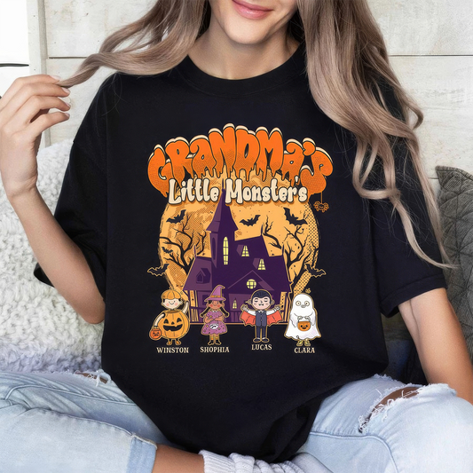 Custom Grandma's Little Monster Halloween T-Shirt,Crewneck,Hoodie For Gift,TS-L-854