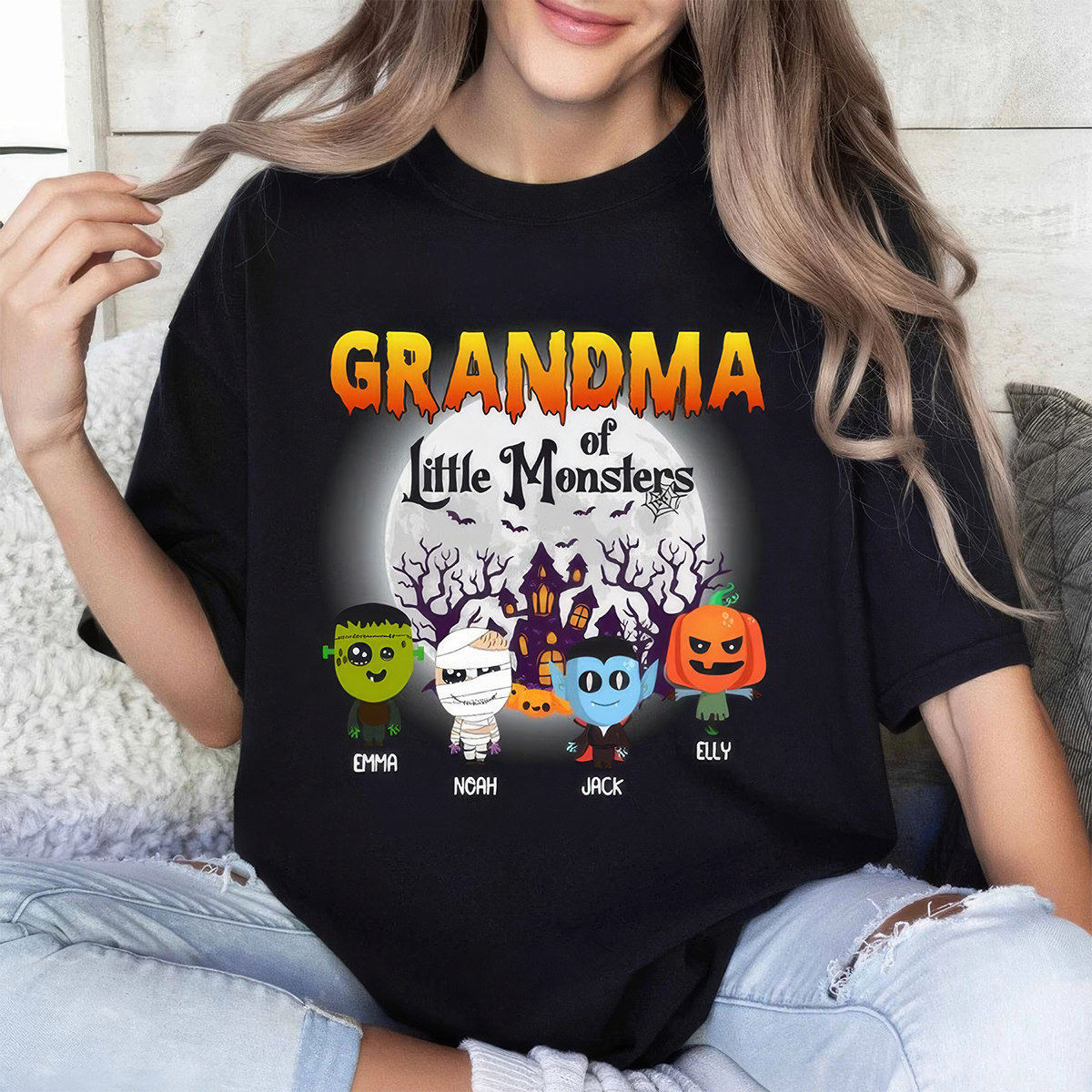 Grandma Of Little Monster Halloween T-Shirt,Crewneck,Hoodie,Gift for Halloween,TS-L-850