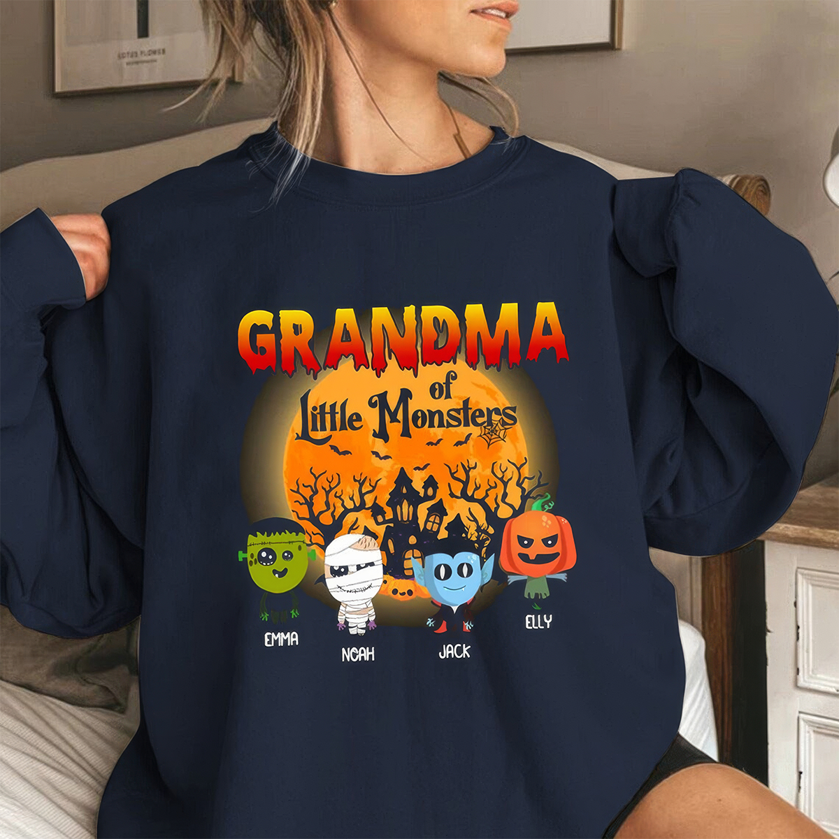 Grandma Of Little Monster Halloween T-Shirt,Crewneck,Hoodie,Gift for Halloween,TS-L-848