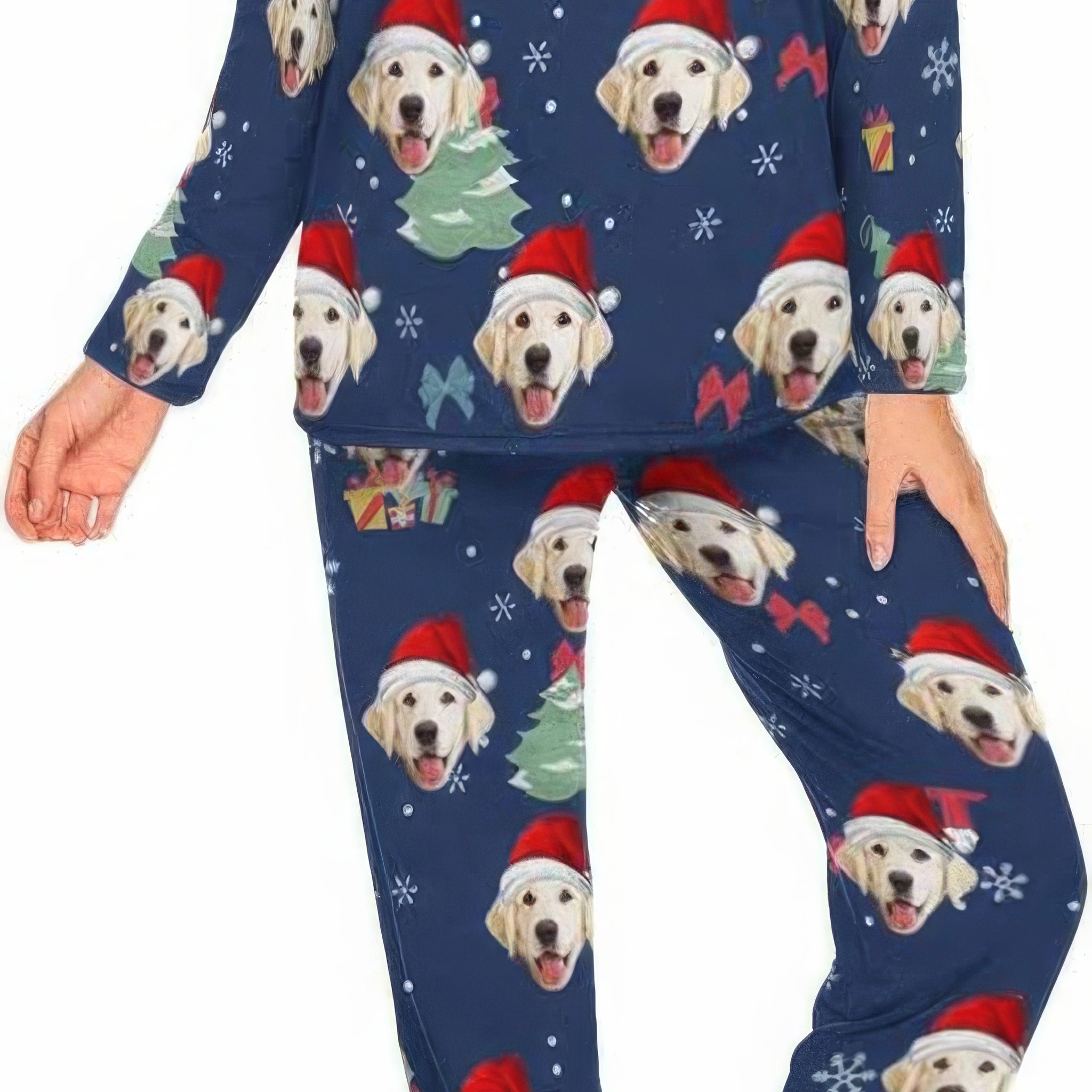 MyPupSocks Individuelle Haustier-Pyjama-Sets für Frauen, Hunde- und Katzengesicht, Nachtwäsche für Weihnachten, PL-1016