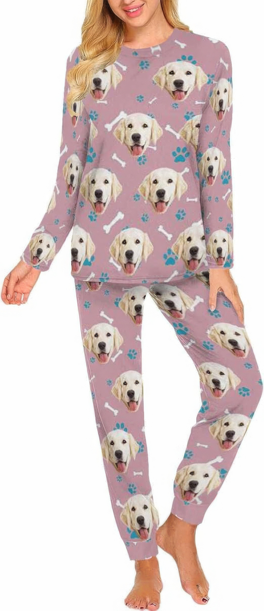 MyPupSocks Custom Face Pajamas Sets For Women,Personalized Photo Sleepwear,P-L-1015