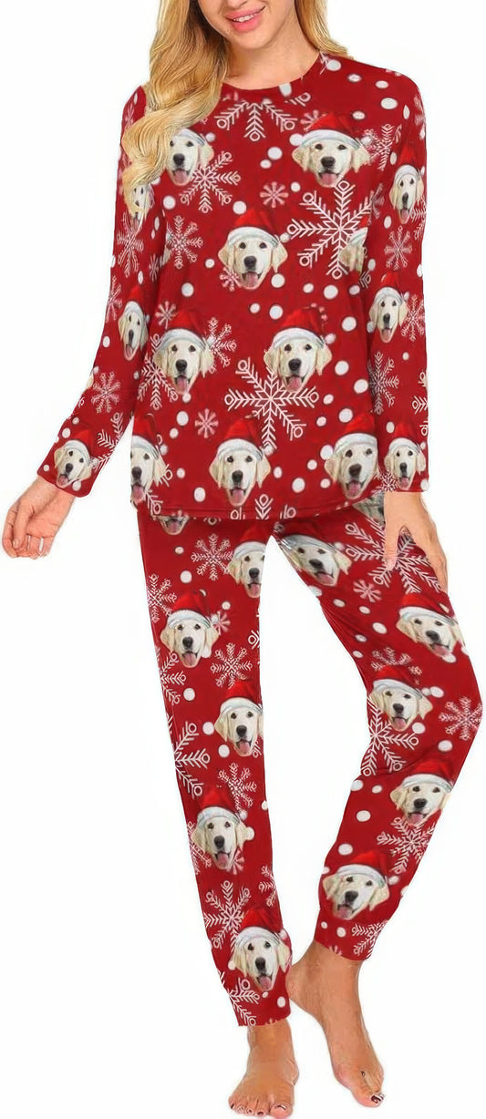 MyPupSocks Custom Pet Pajamas Sets For Women Dog Cat Face Sleepwear For Christmas,P-L-1016