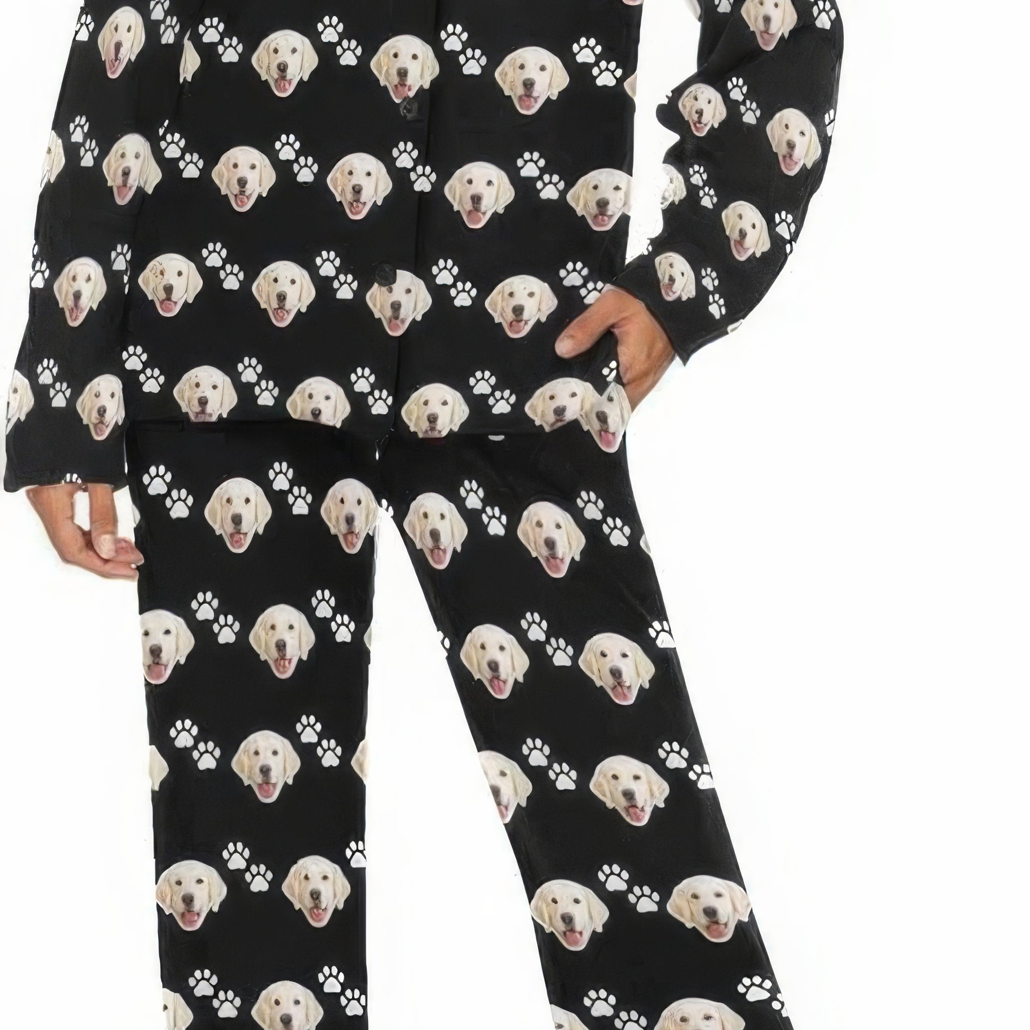 MyPupSocks Personalisiertes Pyjama-Set mit Haustiergesicht, individuelles Foto, lange Nachtwäsche für Damen, PL-1012