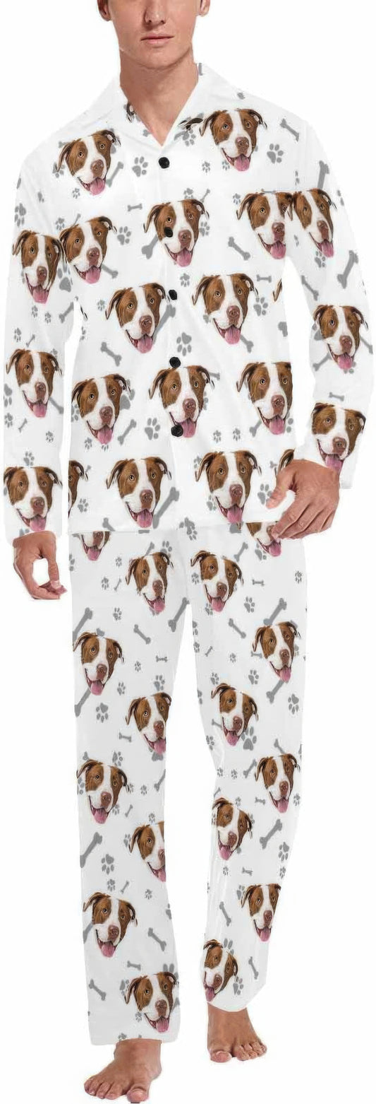 MyPupSocks Custom Face Pajamas For Men,Personalized Sleepwear Sets For Christmas,P-L-1018