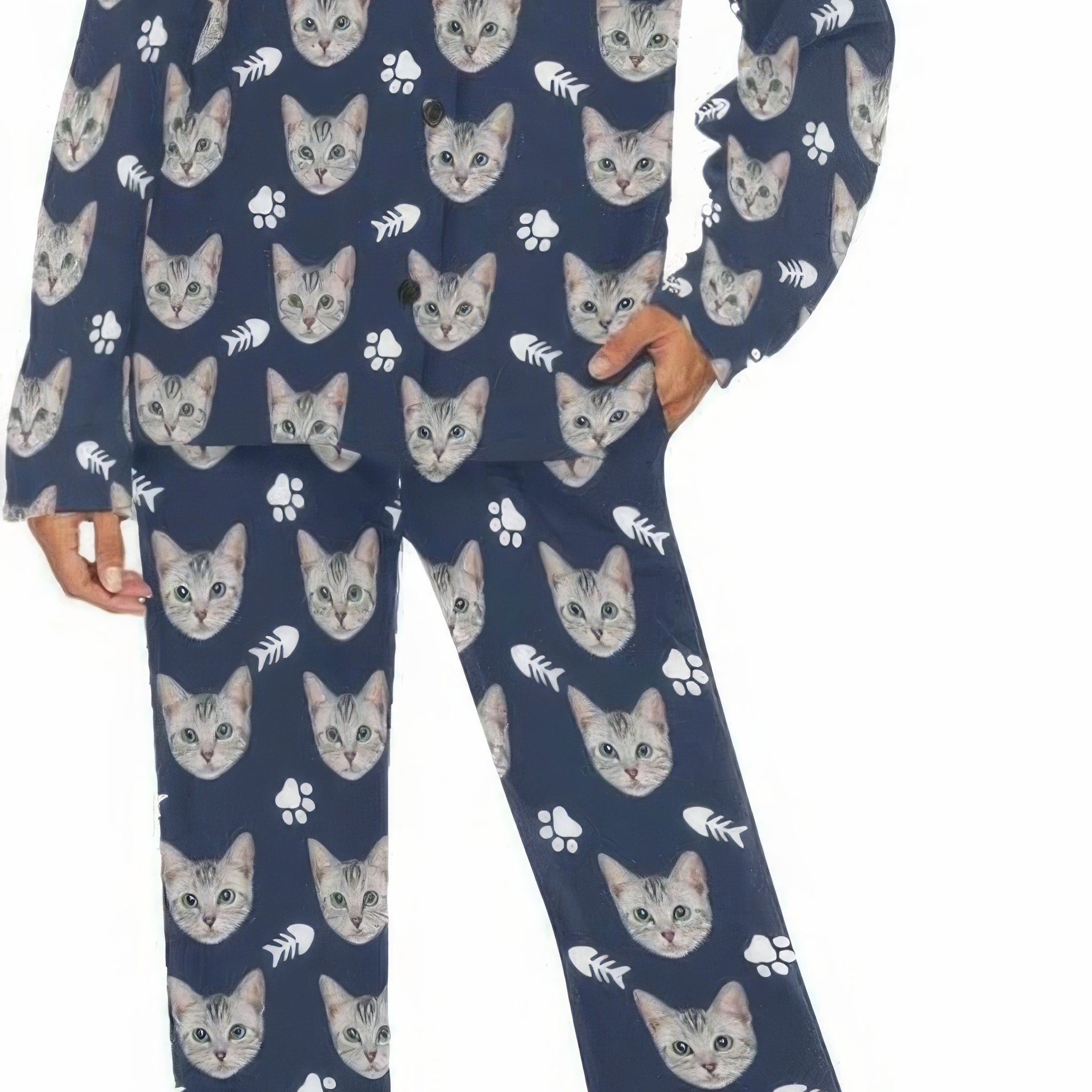 MyPupSocks Pyjama-Set mit individuellem Gesicht für Damen, lange Nachtwäsche mit personalisiertem Foto, PL-1009