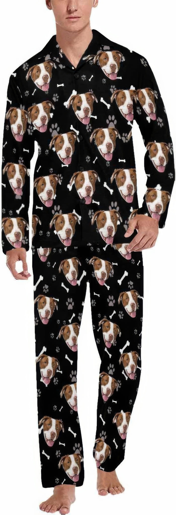 MyPupSocks Pyjamas mit individuellem Gesicht für Männer, personalisierte Nachtwäsche-Sets für Weihnachten, PL-1018