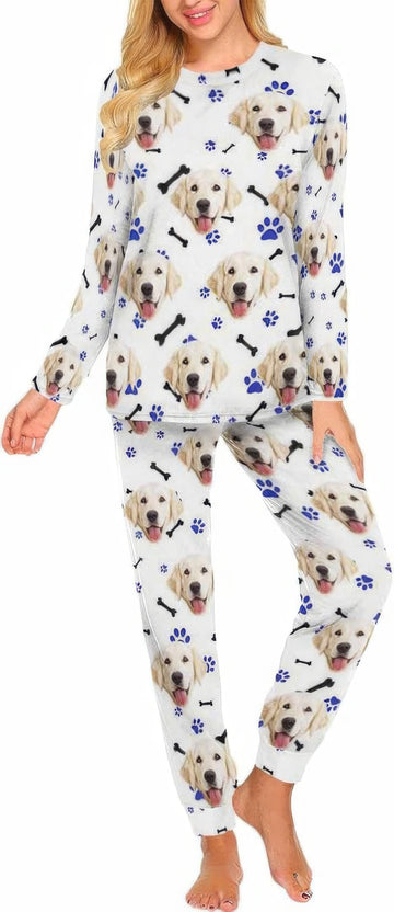 MyPupSocks Custom Face Pajamas Sets For Women,Personalized Photo Sleepwear,P-L-1005