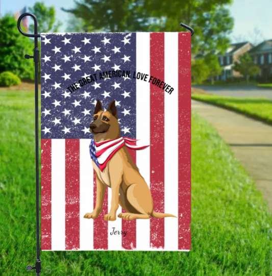 Garden Flag 4th Of July Happy Custom Dog Personalized Flag,JF-L-400