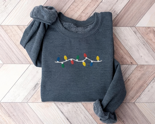 Personalized Christmas Lights Embroidered Crewneck,Christmas Gift,TS-L-606