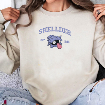 Shellder Adorable Pokémon Anime-Themed Embroidered T-Shirt,Crewneck,Hoodie-Trendy Versatile and a Thoughtful Gift for Friends,ICE-1179