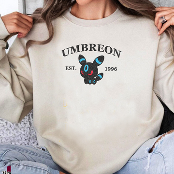 Umbreon-Q.Adorable Pokémon Anime-Themed Embroidered T-Shirt,Crewneck,Hoodie-Trendy Versatile and a Thoughtful Gift for Friends,ICE-1171