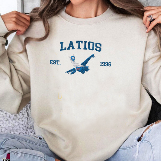 Latios Adorable Pokémon Anime-Themed Embroidered T-Shirt,Crewneck,Hoodie-Trendy Versatile and a Thoughtful Gift for Friends,ICE-1194