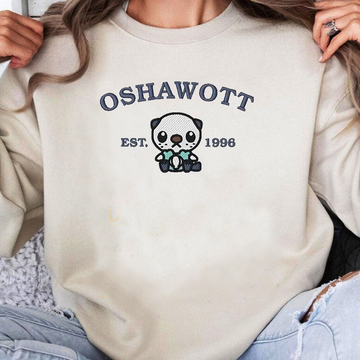 Oshawott-Q. Adorable Pokémon Anime-Themed Embroidered T-Shirt,Crewneck,Hoodie-Trendy Versatile and a Thoughtful Gift for Friends,ICE-977