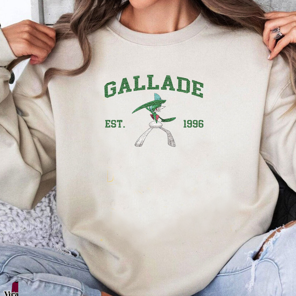 Gallade Adorable Pokémon Anime-Themed Embroidered T-Shirt,Crewneck,Hoodie-Trendy Versatile and a Thoughtful Gift for Friends,ICE-1117