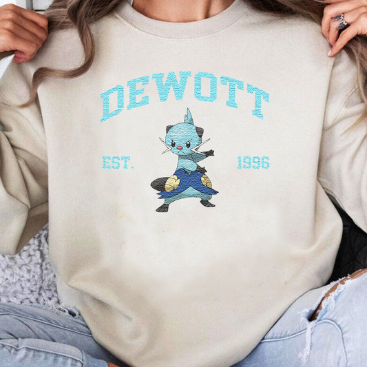 Dewott Adorable Pokémon Anime-Themed Embroidered T-Shirt,Crewneck,Hoodie-Trendy Versatile and a Thoughtful Gift for Friends,ICE-937