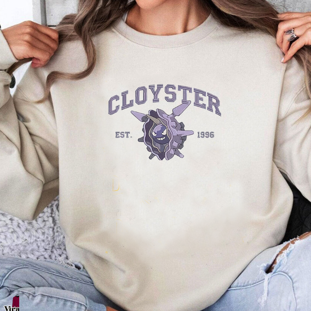 Cloyster Adorable Pokémon Anime-Themed Embroidered T-Shirt,Crewneck,Hoodie-Trendy Versatile and a Thoughtful Gift for Friends,ICE-994