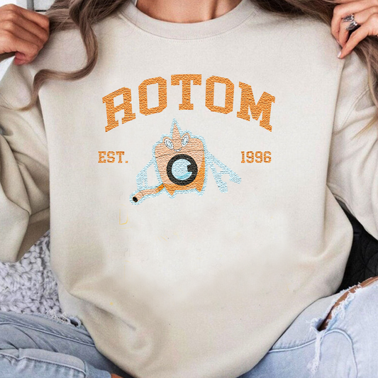 Rotom Adorable Pokémon Anime-Themed Embroidered T-Shirt,Crewneck,Hoodie-Trendy Versatile and a Thoughtful Gift for Friends,ICE-1015