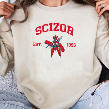 Scizor Adorable Pokémon Anime-Themed Embroidered T-Shirt,Crewneck,Hoodie-Trendy Versatile and a Thoughtful Gift for Friends,ICE-1031