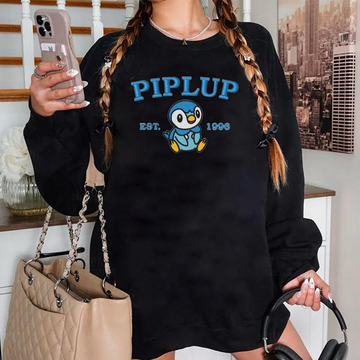 Piplup-Q.Adorable Pokémon Anime-Themed Embroidered T-Shirt,Crewneck,Hoodie-Trendy Versatile and a Thoughtful Gift for Friends,ICE-928