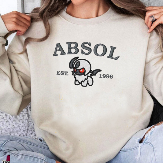 Absol-Q. Adorable Pokémon Anime-Themed Embroidered T-Shirt,Crewneck,Hoodie-Trendy Versatile and a Thoughtful Gift for Friends,ICE-926