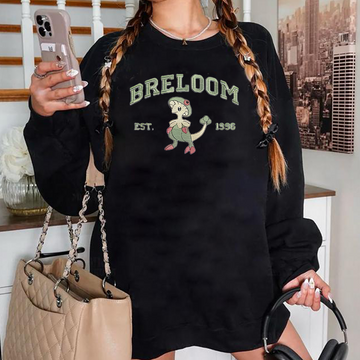 Breloom – Bezauberndes Pokémon-T-Shirt mit Anime-Motiv und Stickerei, Rundhalsausschnitt, Kapuzenpullover – trendig, vielseitig und ein aufmerksames Geschenk für Freunde, ICE-827