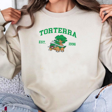 Torterra Adorable Pokémon Anime-Themed Embroidered T-Shirt,Crewneck,Hoodie-Trendy Versatile and a Thoughtful Gift for Friends,ICE-1180