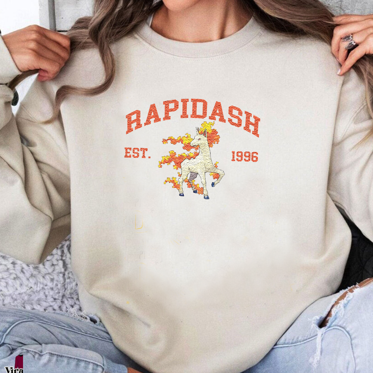 Rapidash Adorable Pokémon Anime-Themed Embroidered T-Shirt,Crewneck,Hoodie-Trendy Versatile and a Thoughtful Gift for Friends,ICE-1096