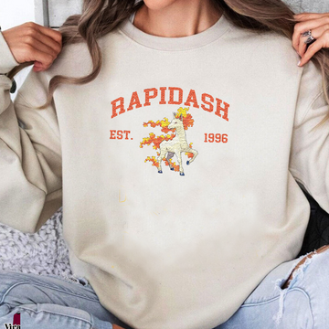 Rapidash Adorable Pokémon Anime-Themed Embroidered T-Shirt,Crewneck,Hoodie-Trendy Versatile and a Thoughtful Gift for Friends,ICE-1096