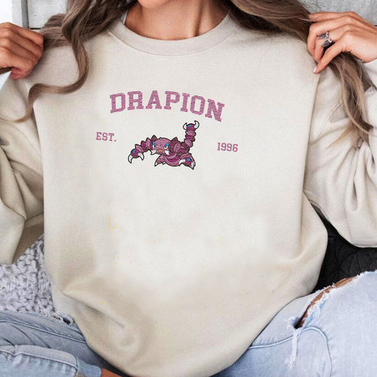 Drapion Adorable Pokémon Anime-Themed Embroidered T-Shirt,Crewneck,Hoodie-Trendy Versatile and a Thoughtful Gift for Friends,ICE-1212