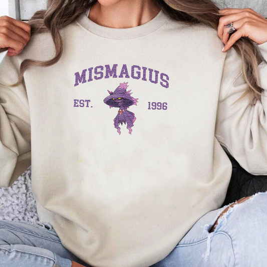 Mismagius Adorable Pokémon Anime-Themed Embroidered T-Shirt,Crewneck,Hoodie-Trendy Versatile and a Thoughtful Gift for Friends,ICE-1115