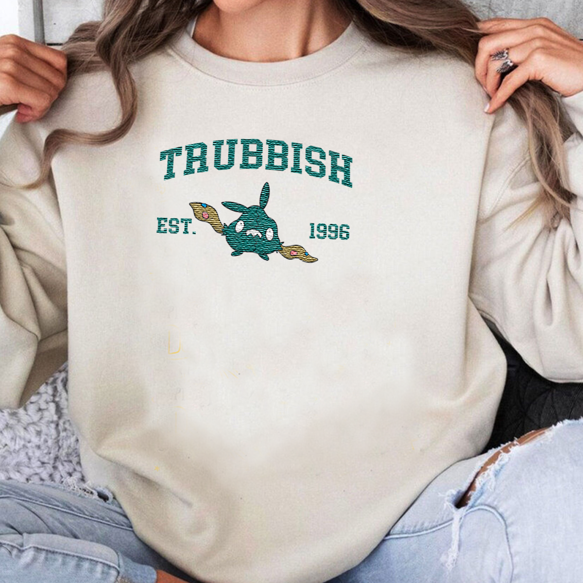 Trubbish Adorable Pokémon Anime-Themed Embroidered T-Shirt,Crewneck,Hoodie-Trendy Versatile and a Thoughtful Gift for Friends,ICE-1187