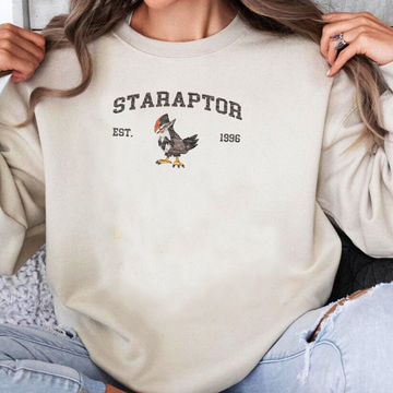 Staraptor Adorable Pokémon Anime-Themed Embroidered T-Shirt,Crewneck,Hoodie-Trendy Versatile and a Thoughtful Gift for Friends,ICE-1196