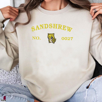 Sandshrew-Q. Adorable Pokémon Anime-Themed Embroidered T-Shirt,Crewneck,Hoodie-Trendy Versatile and a Thoughtful Gift for Friends,ICE-1265