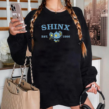 Shinx-Q. Adorable Pokémon Anime-Themed Embroidered T-Shirt,Crewneck,Hoodie-Trendy Versatile and a Thoughtful Gift for Friends,ICE-941