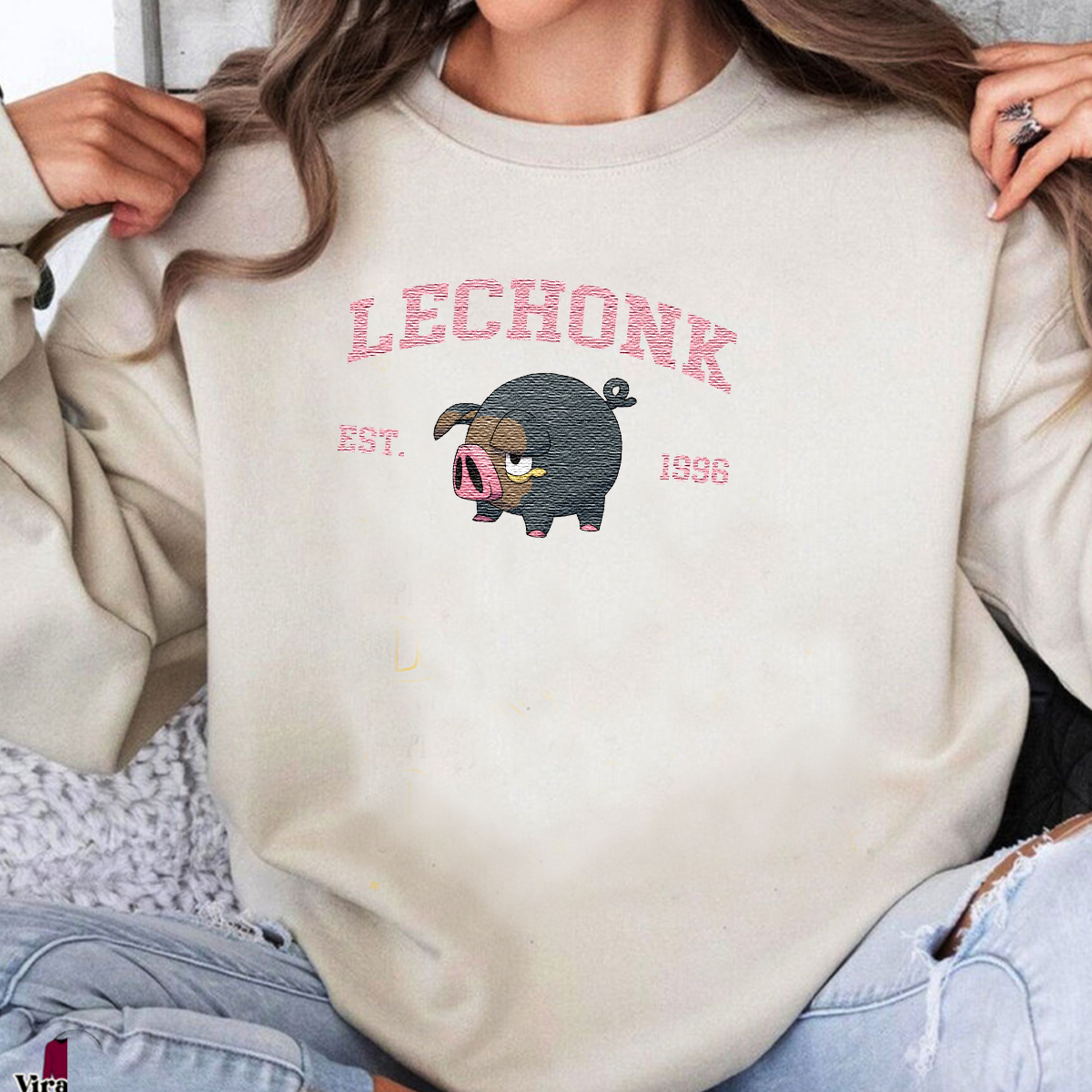 Lechonk Adorable Pokémon Anime-Themed Embroidered T-Shirt,Crewneck,Hoodie-Trendy Versatile and a Thoughtful Gift for Friends,ICE-1125