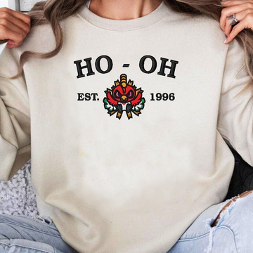 HO-OH-Q. Adorable Pokémon Anime-Themed Embroidered T-Shirt,Crewneck,Hoodie-Trendy Versatile and a Thoughtful Gift for Friends,ICE-955