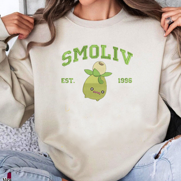 Smoliv Adorable Pokémon Anime-Themed Embroidered T-Shirt,Crewneck,Hoodie-Trendy Versatile and a Thoughtful Gift for Friends,ICE-847