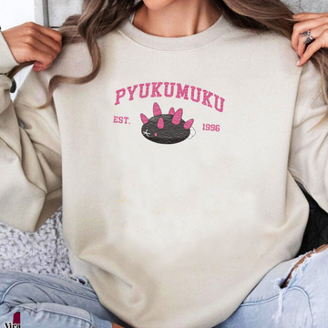 Pyukumuku Adorable Pokémon Anime-Themed Embroidered T-Shirt,Crewneck,Hoodie-Trendy Versatile and a Thoughtful Gift for Friends,ICE-1133