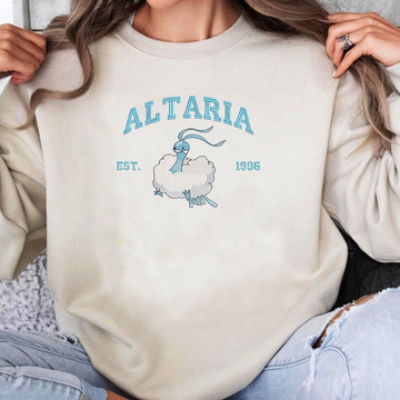Altaria Adorable Pokémon Anime-Themed Embroidered T-Shirt,Crewneck,Hoodie-Trendy Versatile and a Thoughtful Gift for Friends,ICE-991