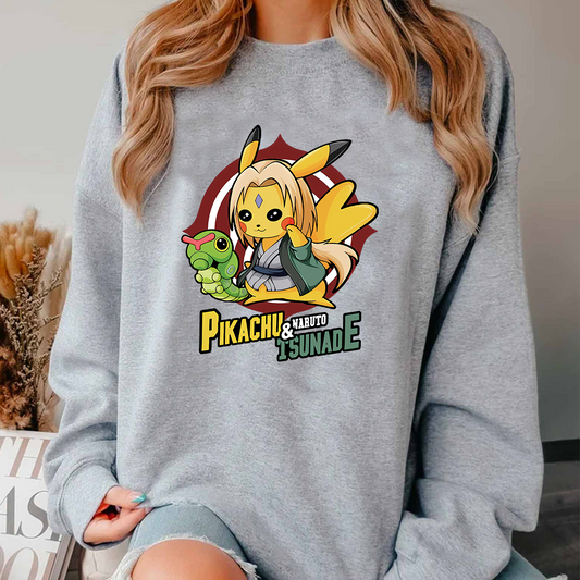 Pikachu And Naruto Tsunade Pokémon Anime Unisex T-Shirt,Crewneck,Hoodie,TS-C-998