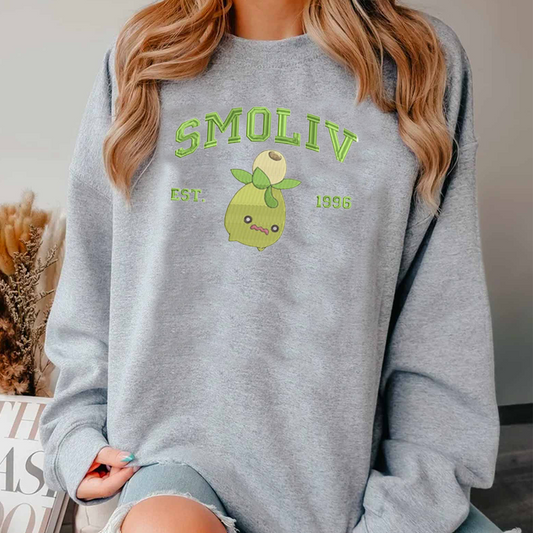 Smoliv Adorable Pokémon Anime-Themed Embroidered T-Shirt,Crewneck,Hoodie-Trendy Versatile and a Thoughtful Gift for Friends,ICE-847