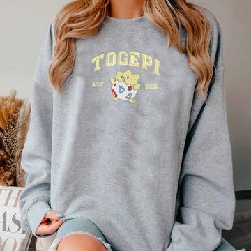 Togepi Adorable Pokémon Anime-Themed Embroidered T-Shirt,Crewneck,Hoodie-Trendy Versatile and a Thoughtful Gift for Friends,ICE-1027
