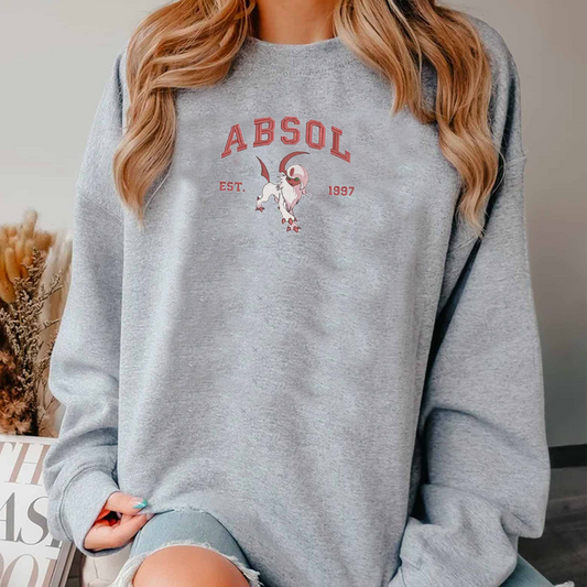 Absol Adorable Pokémon Anime-Themed Embroidered T-Shirt,Crewneck,Hoodie-Trendy Versatile and a Thoughtful Gift for Friends,ICE-1016