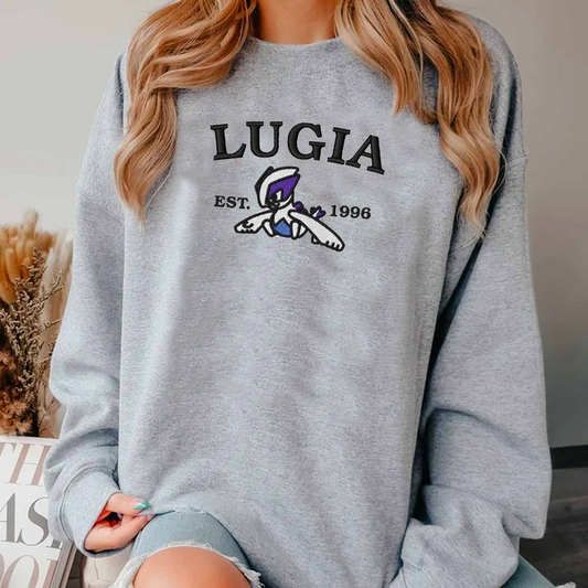 Lugia-Q.Adorable Pokémon Anime-Themed Embroidered T-Shirt,Crewneck,Hoodie-Trendy Versatile and a Thoughtful Gift for Friends,ICE-925