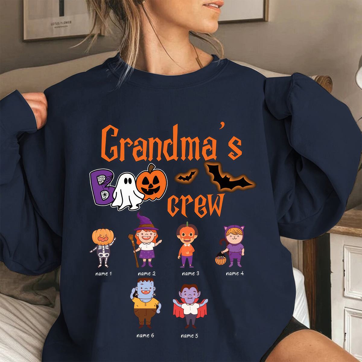 Personalized Grandma's Boo Crew T-Shirt Crewneck Hoodie,Gift For Halloween,TS-L-863