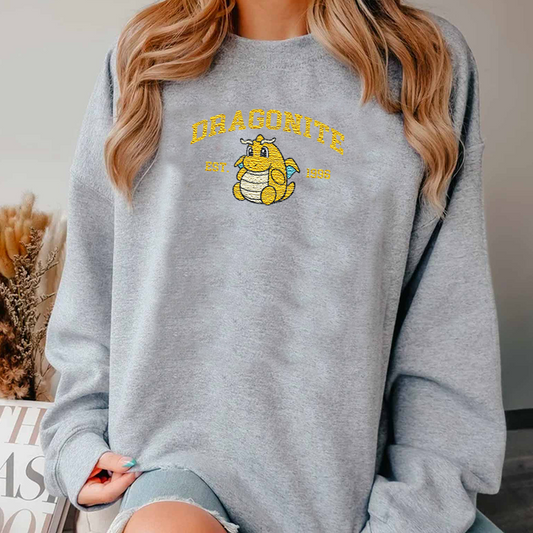 Dragonite-Q. Adorable Pokémon Anime-Themed Embroidered T-Shirt,Crewneck,Hoodie-Trendy Versatile and a Thoughtful Gift for Friends,ICE-918